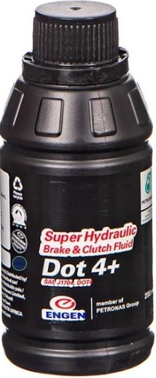 Engen Super Brake Fluid Dot 4+ is recommended for use in both disc and drum brake systems requiring both Dot 3 and Dot 4 fluids. It is also used in clutch hydraulic systems