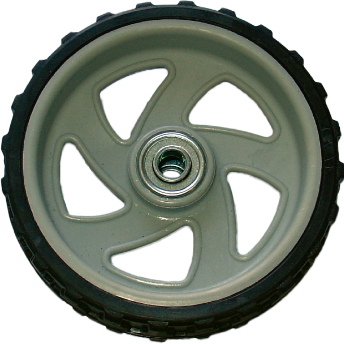 Lawnmower Wheel 8". 200mm Heavy Duty Contractors. Compatible with Wolf and Tandem lawnmowers. Includes steel bearings.