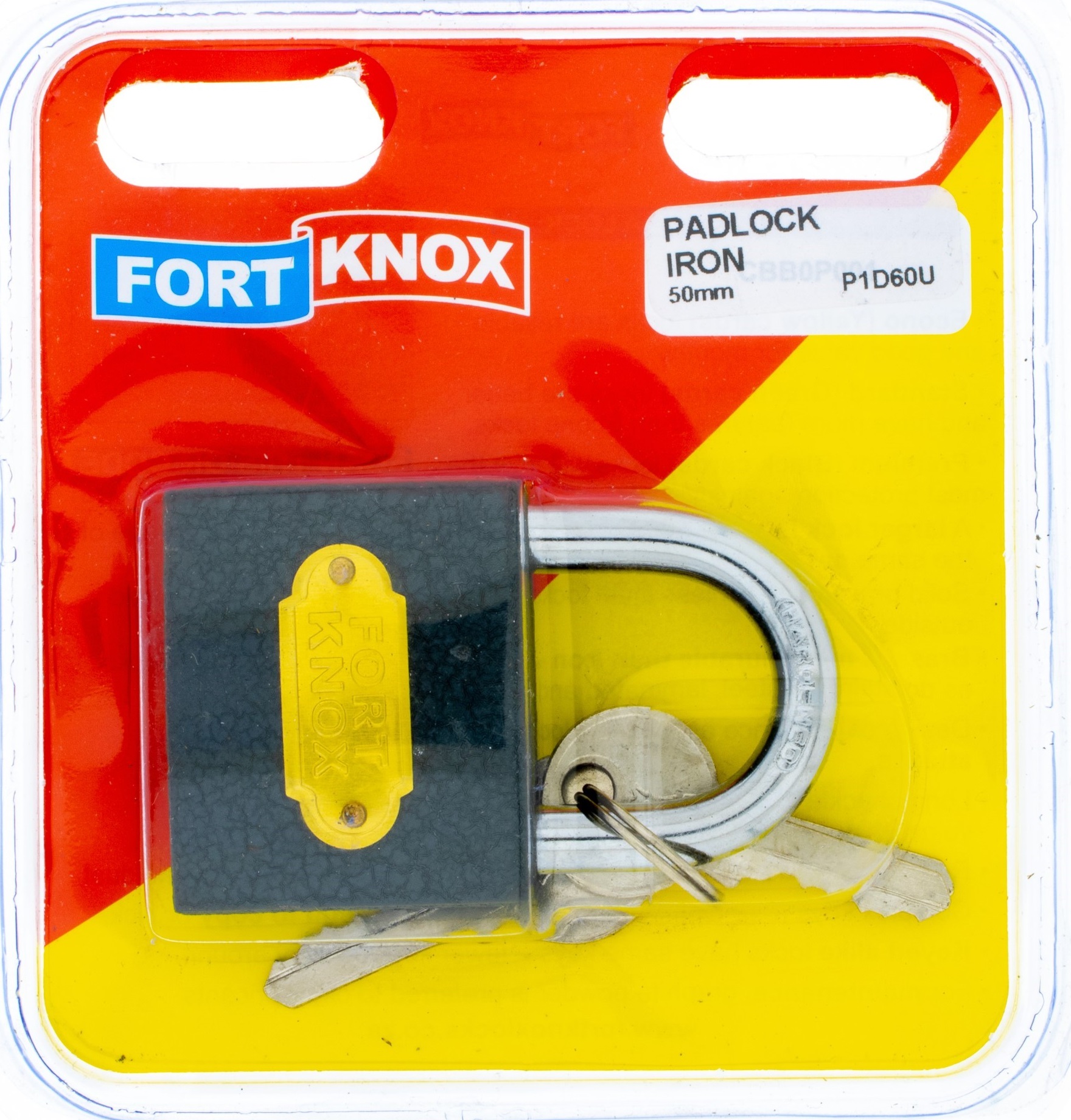 Iron padlock mainly for indoor use.