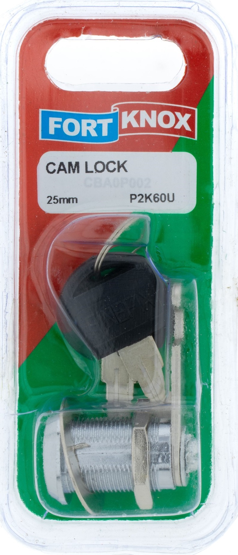 Cam lock can be used to lock desk drawers or certain cabinets.