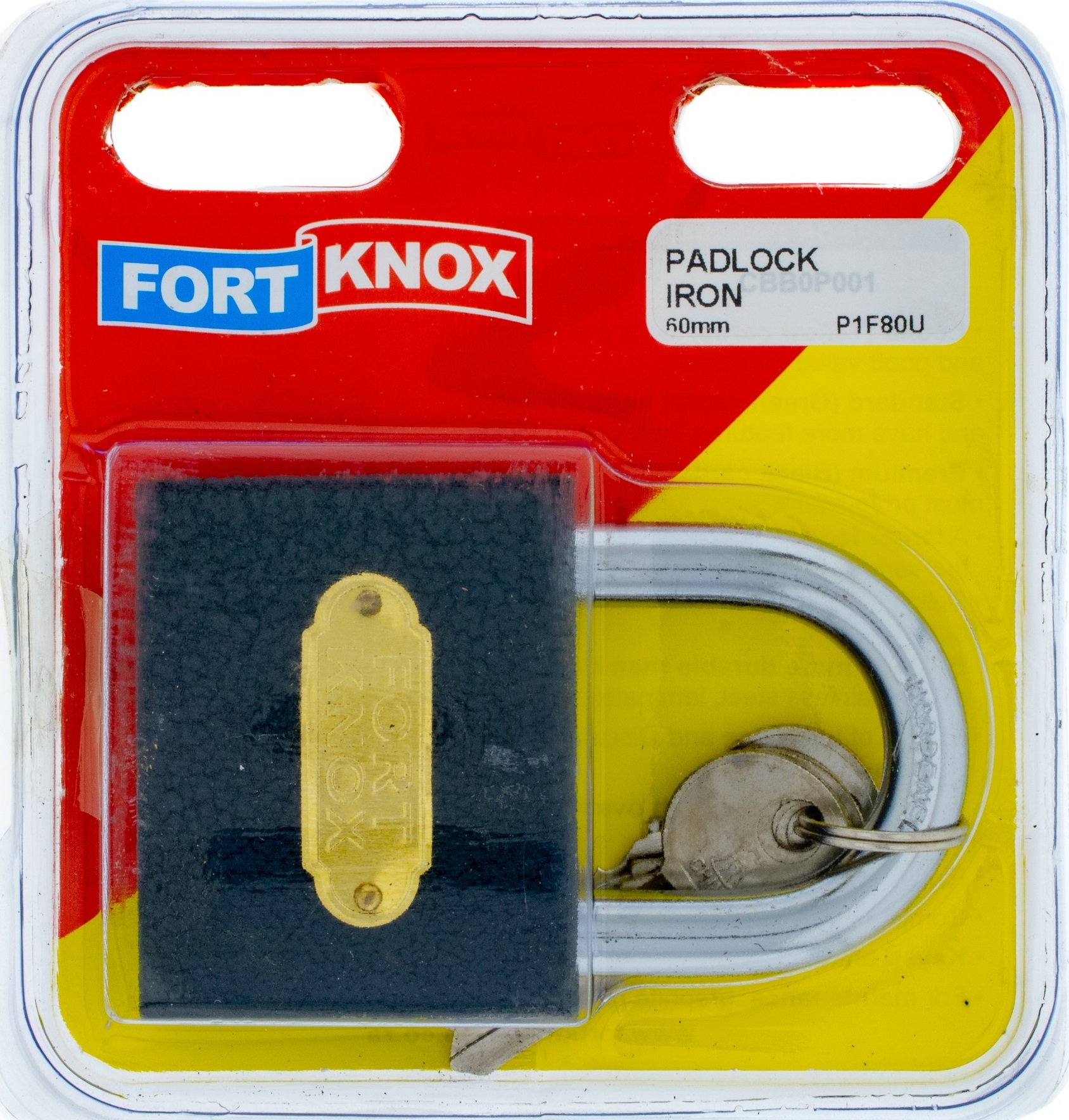 Iron padlock mainly for indoor use.