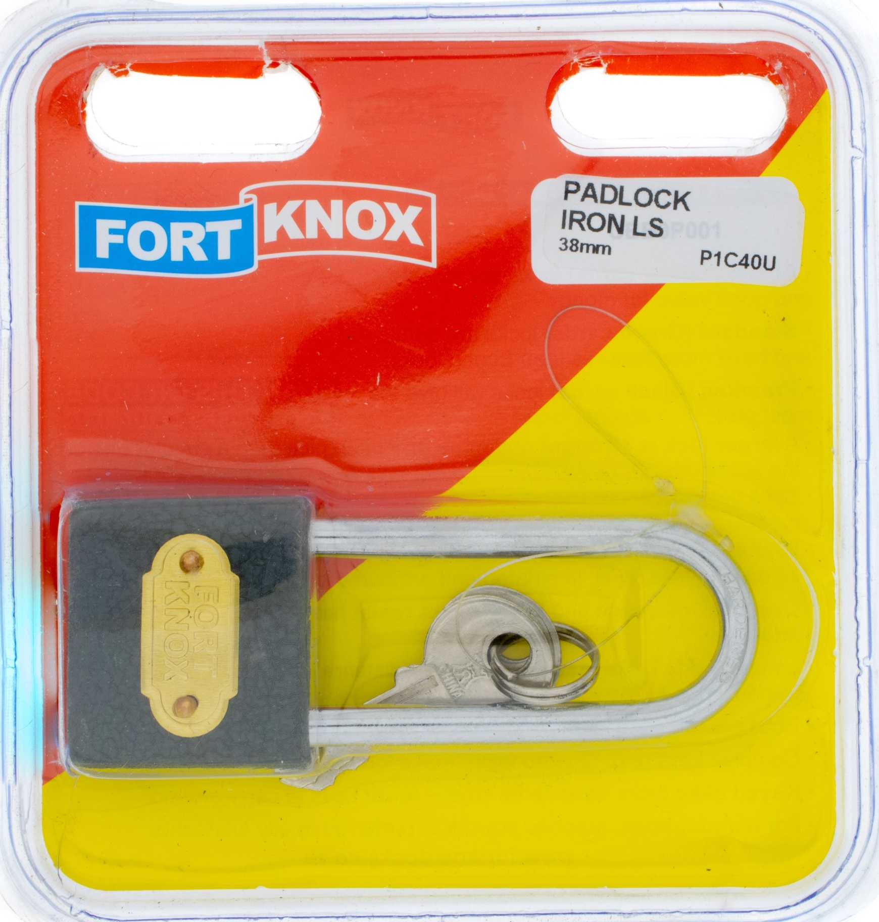 Iron padlock mainly for indoor use.