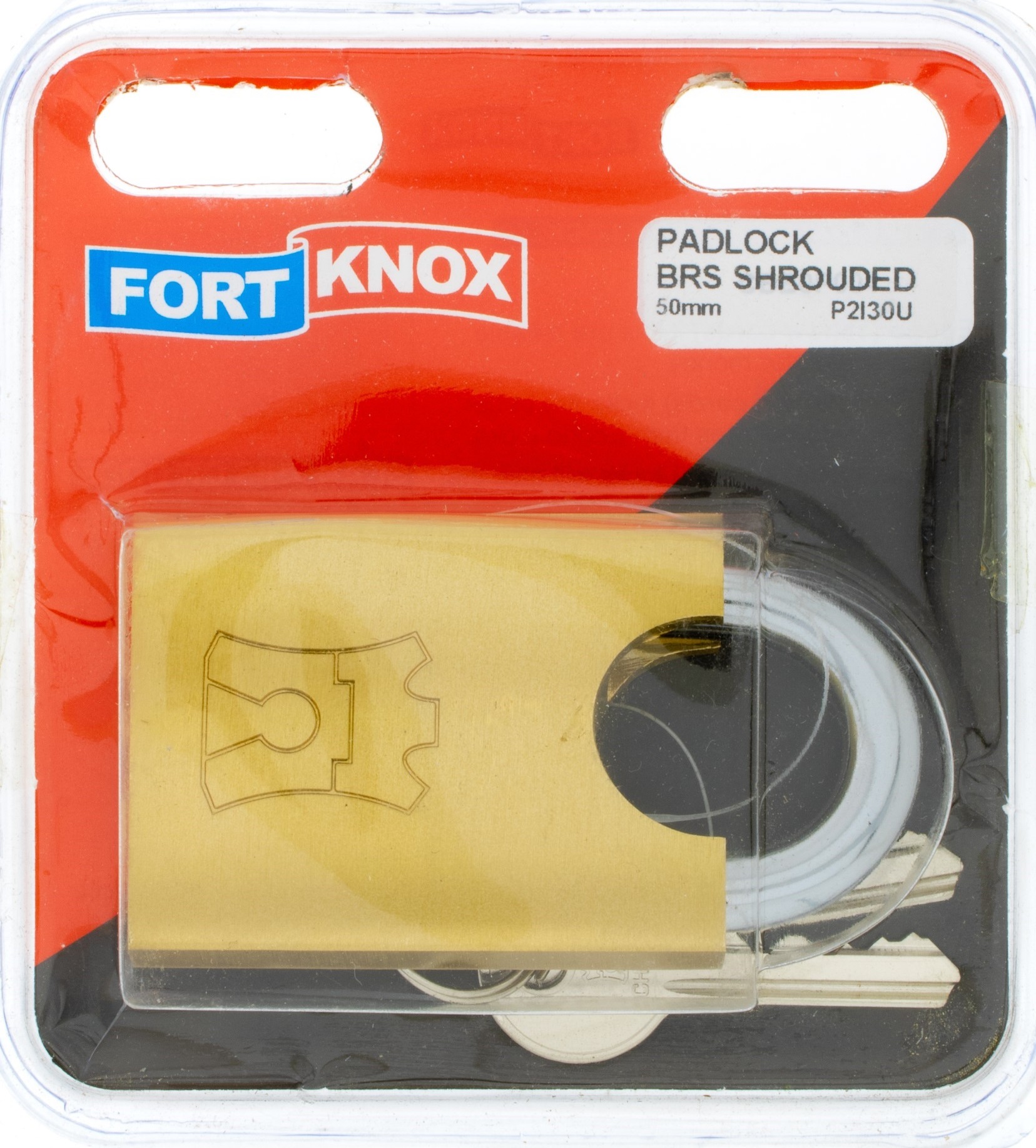 Padlock Fort Knox Brass Shrouded 50mm, can be used in or outdoors.