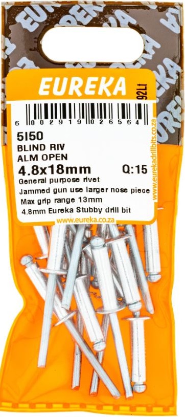 A rivet is a fastener, consisting of a body and a mandrel, used to attach thin pieces of material to thin pieces of metal. A rivet works by drilling a same-sized hole through both materials which coincide with the thickness of the rivet. The mandrel part of the rivet is then placed into the nose-piece of a rivet gun, where after the body part is placed through the holes in the workpiece. The handles of the rivet gun are then squeezed multiple times until the mandrel breaks off, leaving the body part securing the workpiece together.