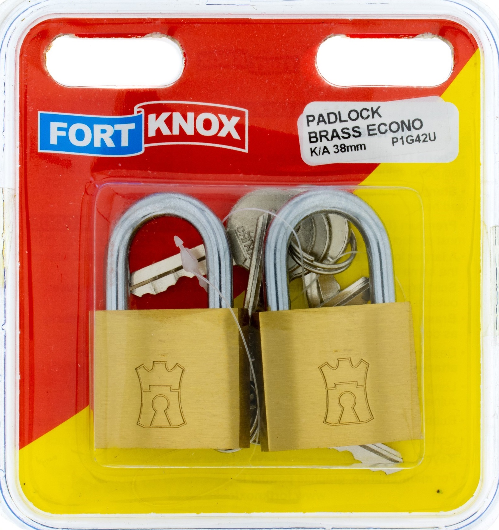 Brass economy padlock Key alike.