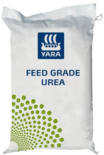 FEED GRADE UREA is pure urea (> 98% CO(NH2 ) 2 equivalent), used as a protein substitute in animal feeds (non-protein nitrogen, NPN), containing a small proportion of biuret (polymerised urea), which in itself may also be used in animal feeds. No nutritional value for monogastric animals & can be dangerous to them. Light green colour, when artificially coloured to distinguish it from other grades. Recommended for use as a protein source in feed concentrates, compound feeds.
