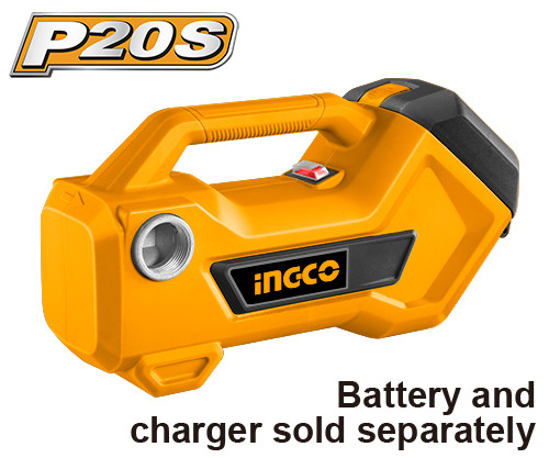 Voltage:20V. No-load speed:4500rpm. Max current:21A. Capacity:760gal/h. Forbidden:fuel,alcohol.Allowed:water, diesel, kerosene. Battery and charger sold separately. Packed by colour box.