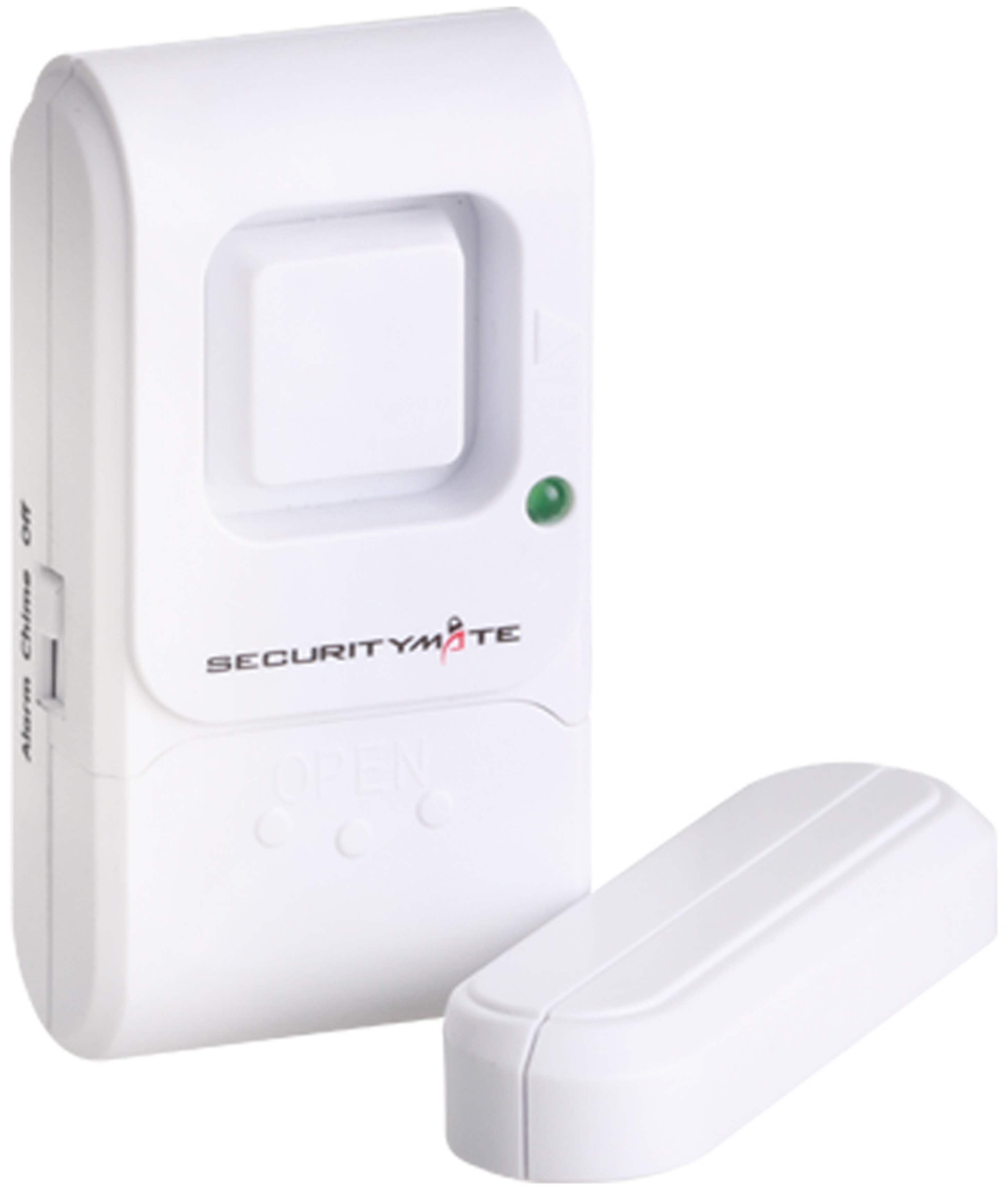 Magnetic sensor alarm doors/windows. Operating frequency: 433MHz. 105dB alarm siren when the window or door is opened. Easy access OFF/CHIME/ALARM switch. Easy to install, compact design. Low battery TEST BUTTON. (4 x LR44 batteries included).