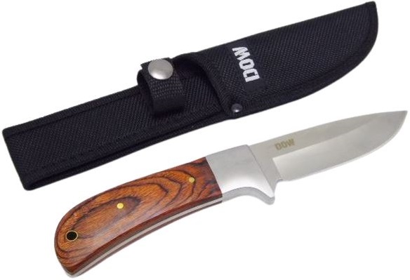 Dow 9" pakkawood handle dagger drop blade knife.