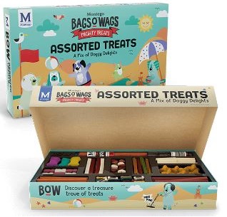 Each box contains a delightful, surprise combination of selected Bags O Wags treats.