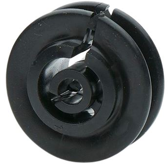 Black UV resistant plastic bobbin, supplied as a pack of 100.