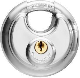 Security discus padlock 70mm stainless steel & 2pc keyed alike.