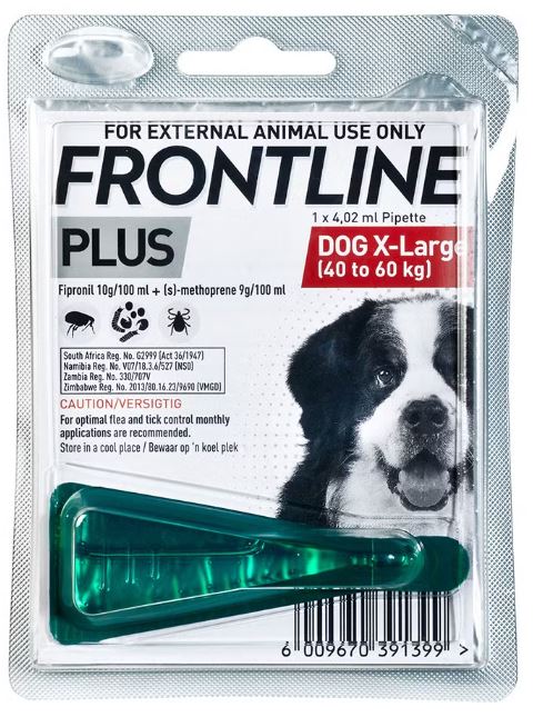 Frontline Plus is a topical medication for the treatment & prevention of ticks and fleas infestations on dogs and puppies from 8 weeks of age. It also controls Flea Allergy Dermatitis and biting lice. Frontline Plus effectively kills fleas by breaks their