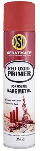 Spraymate® Red Oxide Primer is a specially formulated coating to be used as a base coat for ferrous metal and can also serve as a protective layer for iron and bare steel surfaces. Red Oxide Primer has excellent adhesion and dries to a matt finish. It c