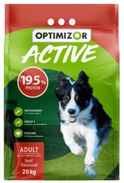 Optimizor is a high-quality dog food specially formulated for active dogs and puppies. Our resident animal nutritionist and veterinarian has ensured a balanced formula of high-quality poultry meal and rice, together with VitaCARE, to ensure optimal levels