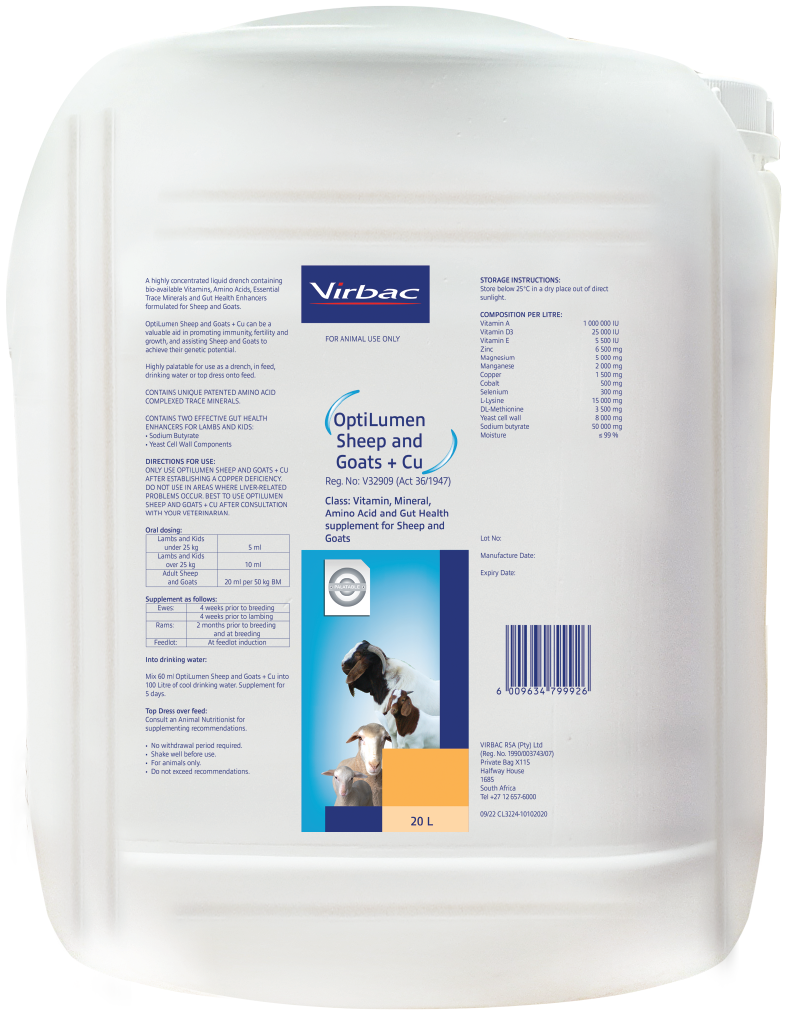 A highly concentrated liquid drench containing gut health enhancers, highly bioavailable organic trace minerals, vitamins and amino acids - formulated for sheep & goats.