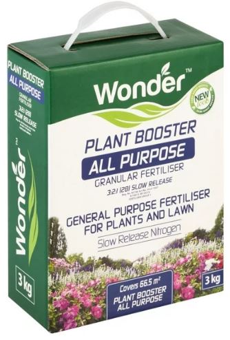 A complete granular fertiliser for feeding lawns, vegetables and evergreen garden plants. Wonder Plant Booster All Purpose is a high nitrogen fertiliser for healthy green growth.