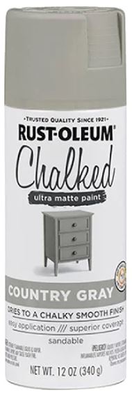 Rust-Oleum® Chalked Ultra Matte Paint creates an ultra matte finish with superior adhesion and coverage in an easy-to-use spray formula. It rejuvenates furniture and home décor with timeless elegance. It can be painted or distressed, giving any project