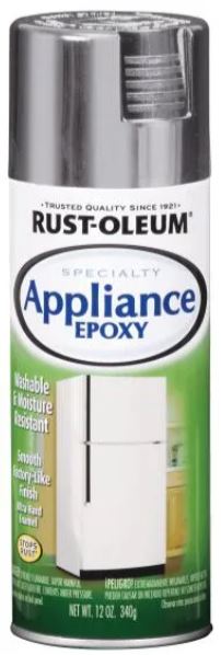 Rust-Oleum® Specialty Appliance Epoxy is an ultra-hard, moisture resistance enamel that is specifically formulated for indoor metal surfaces. It provides a smooth, washable surface for refinishing the exterior of appliances such as refrigerators, dishwash