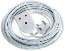 Light duty extension lead 10 amp, 10m with 1mm cord, LED power on indicator, safety shuttered, compatible appliances example computers.