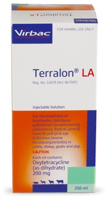 For the treatment of heartwater, tickborne gall sickness (anaplasmosis), pneumonia, foot rot, joint-ill, navel-ill and pink eye (infectious bovine keratoconjunctivitis- tis) in cattle, sheep, goats and pigs. Contains 200mg/ml Oxytetracycline for the treatment of heartwater, tickborne gall sickness (anaplasmosis), pneumonia, foot rot, joint ill, navel ill and pink eye (infectious bovine keratoconjunctivitis) in cattle, sheep, goats and pigs. Contains 200mg/ml Oxytetracycline for the treatment of heartwater, tickborne gall sickness (anaplasmosis), pneumonia, foot rot, joint ill, navel ill and pink eye (infectious bovine keratoconjunctivitis) in cattle, sheep, goats and pigs. Treatment can be repeated after 72 hours if necessary.