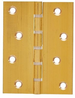 Butt Hinge 100mm x 75mm Pair Solid Brass Nylon Washered & incl Screws.