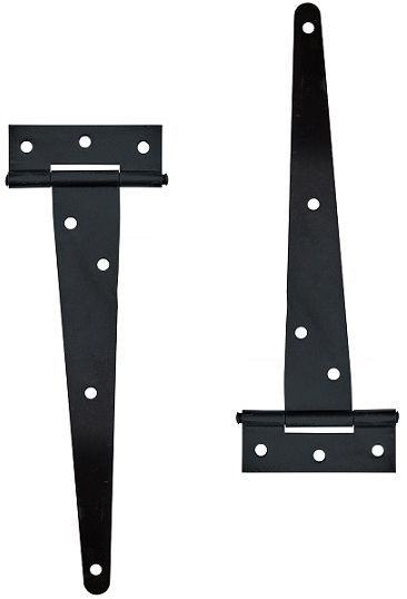 T Hinge 200mm Pair Mild Steel Black Japaned Epoxy Coated & incl Screws.