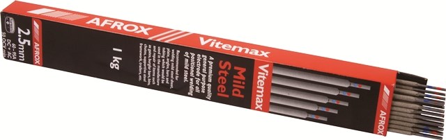 Afrox Vitemax electrodes are a premium grade mild steel general purpose electrode, Suitable for welding in any position, Suitable for use with AC or DC current. Its easy striking and re-striking characteristic make it a favorite amongst operators: AWS E6013.