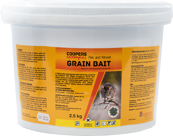 Highly active anticoagulant grain bait for the control of the Norway Rat, Roof, Rat and House mouse.