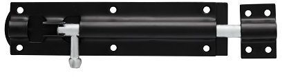Barrel Bolt 150mm Mild Steel Black Epoxy Coated Includes Fastenings & Screws.