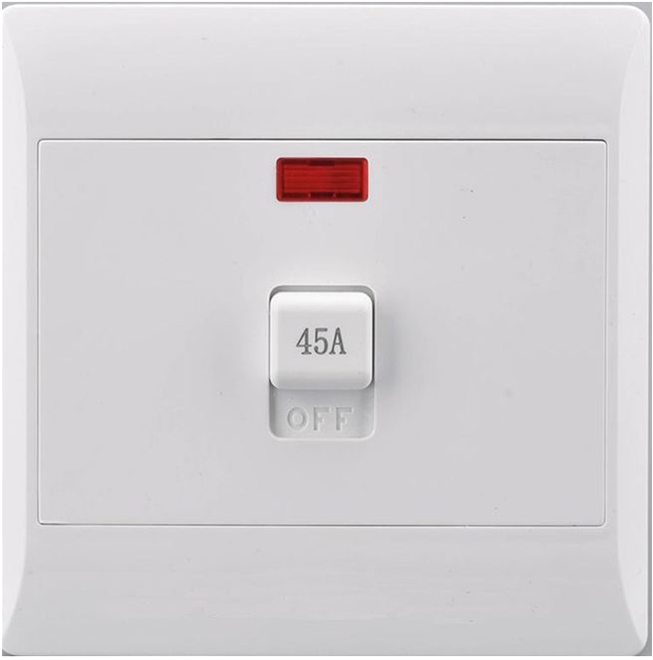 45Amp 2p Isolator with Pilot Light 4×4 White I 1 Year Warranty, Light Indicator, Must be installed by a qualified electrician.