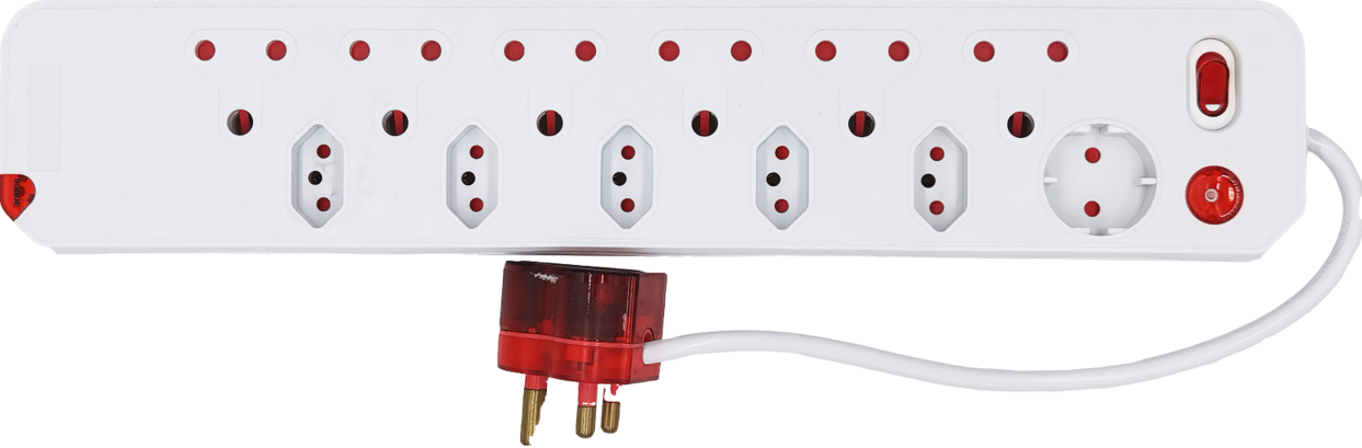 Electricmate 12  Way Switched USE Multiplug with Medium Surge Protection I 1 Year Warranty, Safety shuttered, LED power on indicator, Switched, New 3 pin euro design, Easy pull plug top design, Surge protection.