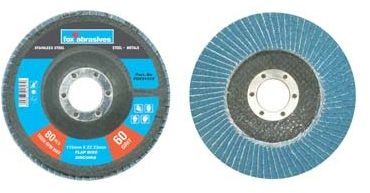 Flap Discs are made of Alumina Zirconia coated flaps fastened to a glass fibre backing.