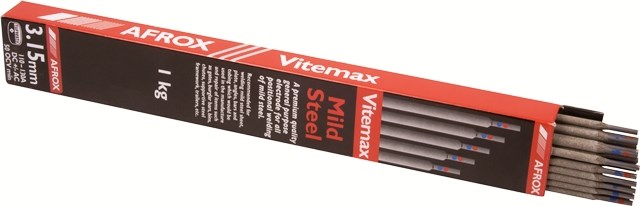 Afrox Vitemax electrodes are a premium grade mild steel general purpose electrode, suitable for welding in any position, suitable for use with AC or DC current. Its easy striking and re-striking characteristic make it a favorite amongst operators: AWS E6013.