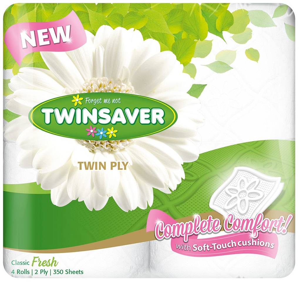 Stay eco-friendly with Twinsaver Recycled 2Ply Toilet Paper. 48 rolls