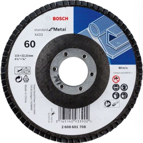 Flap Disc Standard For Metal 115mmx22x23mm 60 Straight Robert Bosch.