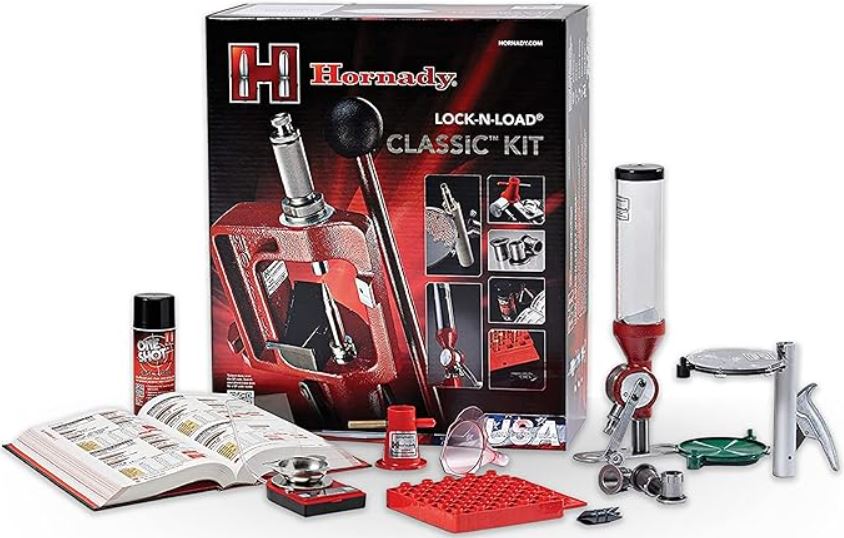 The Hornady Lock-N-Load Classic Reloading Kit comes with everything you need to turn out high-quality, accurate handloads. You get everything listed here, plus complete instructions. The Hornady Handbook of Cartridge Reloading is especially valuable, with hundreds of rifle and pistol loads for every shooting application.
