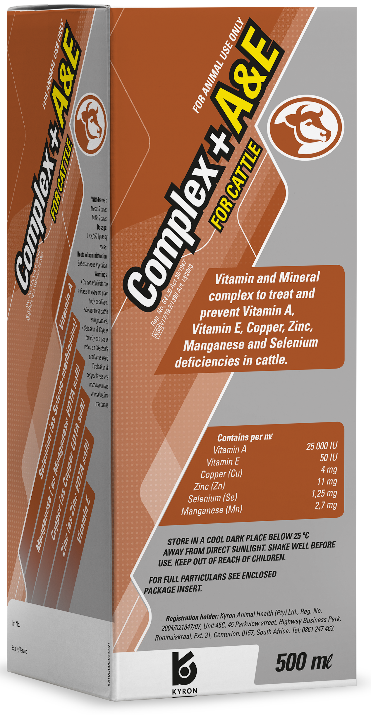 An ideal balanced combination of minerals and vitamins for the treatment and prevention of vitamin A, vitamin E, Copper, Zinc, Manganese and Selenium deficiencies in cattle.