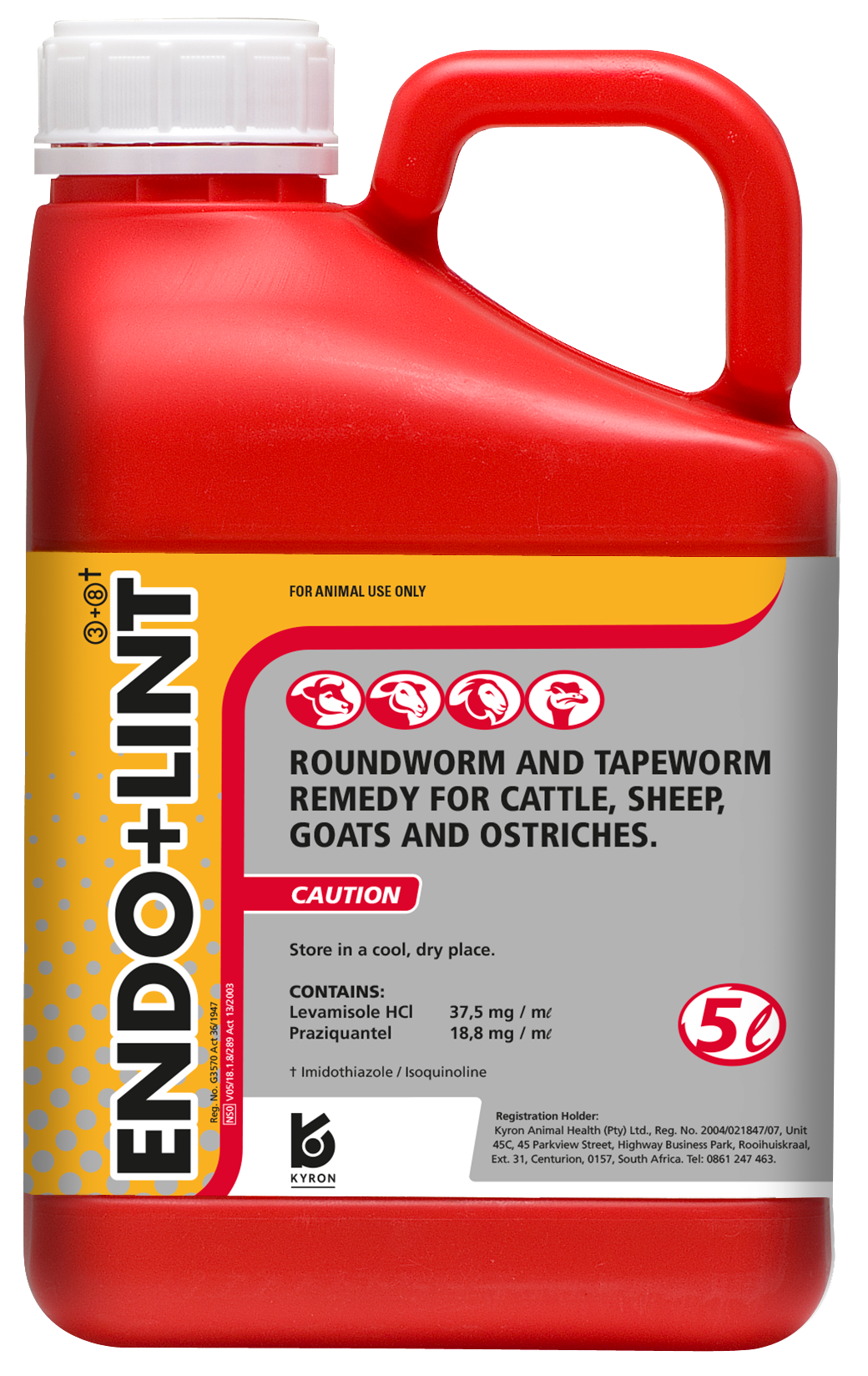 Roundworm and tapeworm remedy for cattle, sheep, goats and ostriches.