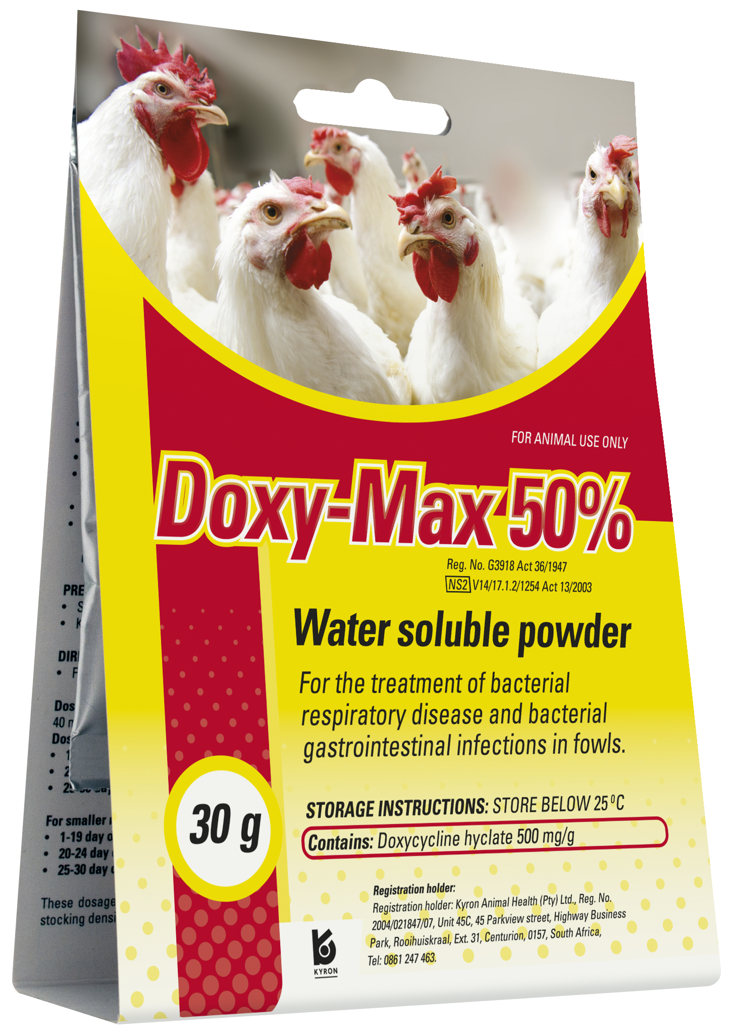 Water soluble powder for the treatment of bacterial respiratory disease and bacterial gastrointestinal infections in fowls.