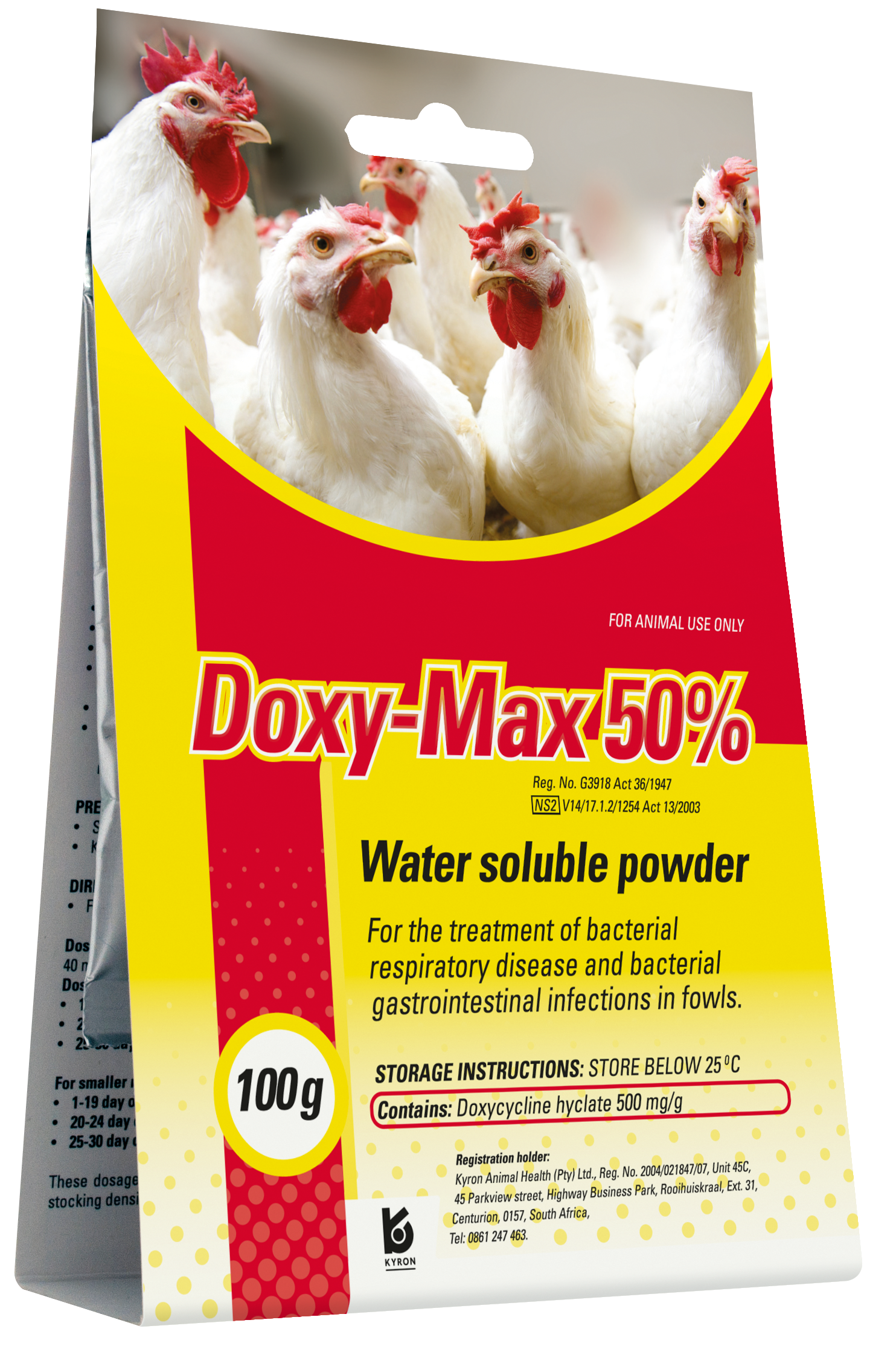 Water soluble powder for the treatment of bacterial respiratory disease and bacterial gastrointestinal infections in fowls.