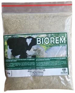 BIOREM is a registered PROBIOTIC according to Act 36 of 1947. BIOREM contains large quantities of micro-organisms that are cultivated on a Lucerne medium. The product looks like milled lucerne, with a typical sour acetic smell. The species of lactic acid bacteria in BIOREM are specifically selected for their ability to multiply under conditions which are usually not very favourable to the conventional micro-organisms in the digestive tract, as well for their antagonism against specific pathogens.