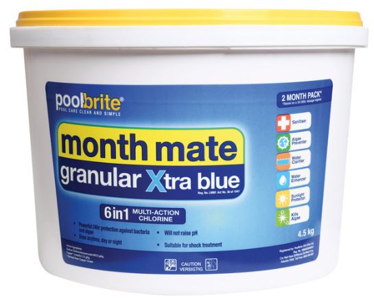 Half a capful (150g/50,000 L ) every second day or as often as needed to maintain a chlorine residual of 1 3ppm. Sanitiser, Clarifier, Water enhancer, Algae killer & Oxidiser. Long lasti ng maintenance chlorine for healthy, clear water. Apply anytime, day or night. Saves money. Less pool acid required. Works immediately and leaves no residue. Removes unfilterable swimmer waste, eliminates dull cloudy water.