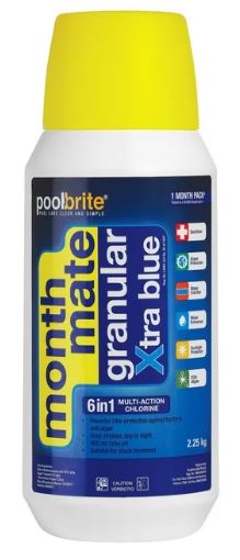 Half a capful (150g/50,000 L ) every second day or as often as needed to maintain a chlorine residual of 1 3ppm. Sanitiser, Clarifier, Water enhancer, Algae killer & Oxidiser. Long lasti ng maintenance chlorine for healthy, clear water. Apply anytime, day or night. Saves money. Less pool acid required. Works immediately and leaves no residue. Removes unfilterable swimmer waste, eliminates dull cloudy water.