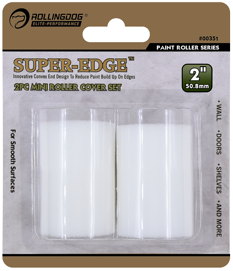 Size: 50mm. High density foam roller covers. For smooth surfaces. Works best with latex paints and stains. Great for doors and cabinets. Concave shaped ends. Solvent resistant. High density foam roller covers have a special concave end design to reduce paint build up on edges.