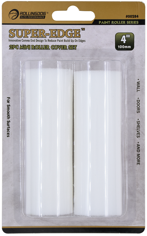 Size: 100mm. High density foam roller covers. For smooth surfaces. Works best with latex paints and stains. Great for doors and cabinets. Concave shaped ends. Solvent resistant. High density foam roller covers have a special concave end design to reduce paint build up on edges.