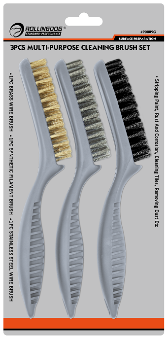 3pc Multi-Purpose Brush Set. 1PC Brass wire brush. 1PC Synthetic filament brush. 1PC Stainless steel wire brush.