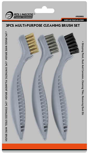 3pc Multi-Purpose Brush Set. 1PC Brass wire brush. 1PC Synthetic filament brush. 1PC Stainless steel wire brush.