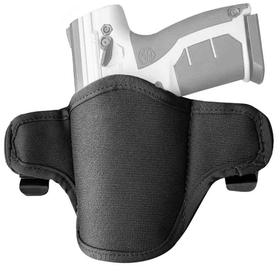 Our Byrna Nylon Waistband Holster features a lightweight, minimalist design that allows for comfortable, all-day ambidextrous inside-the-waistband (IWB) or outside-the-waistband (OWB) carry. The slim and simple profile combined with an open-muzzle bottom provides ample barrel space for easy draw and secure hold.