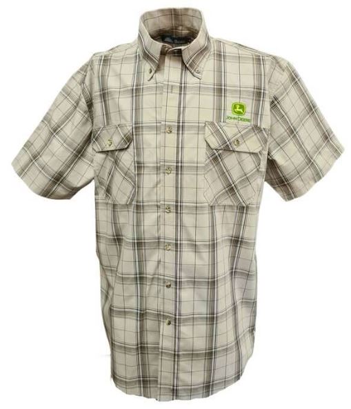 Shirt S/S Men Check Camel S John Deere